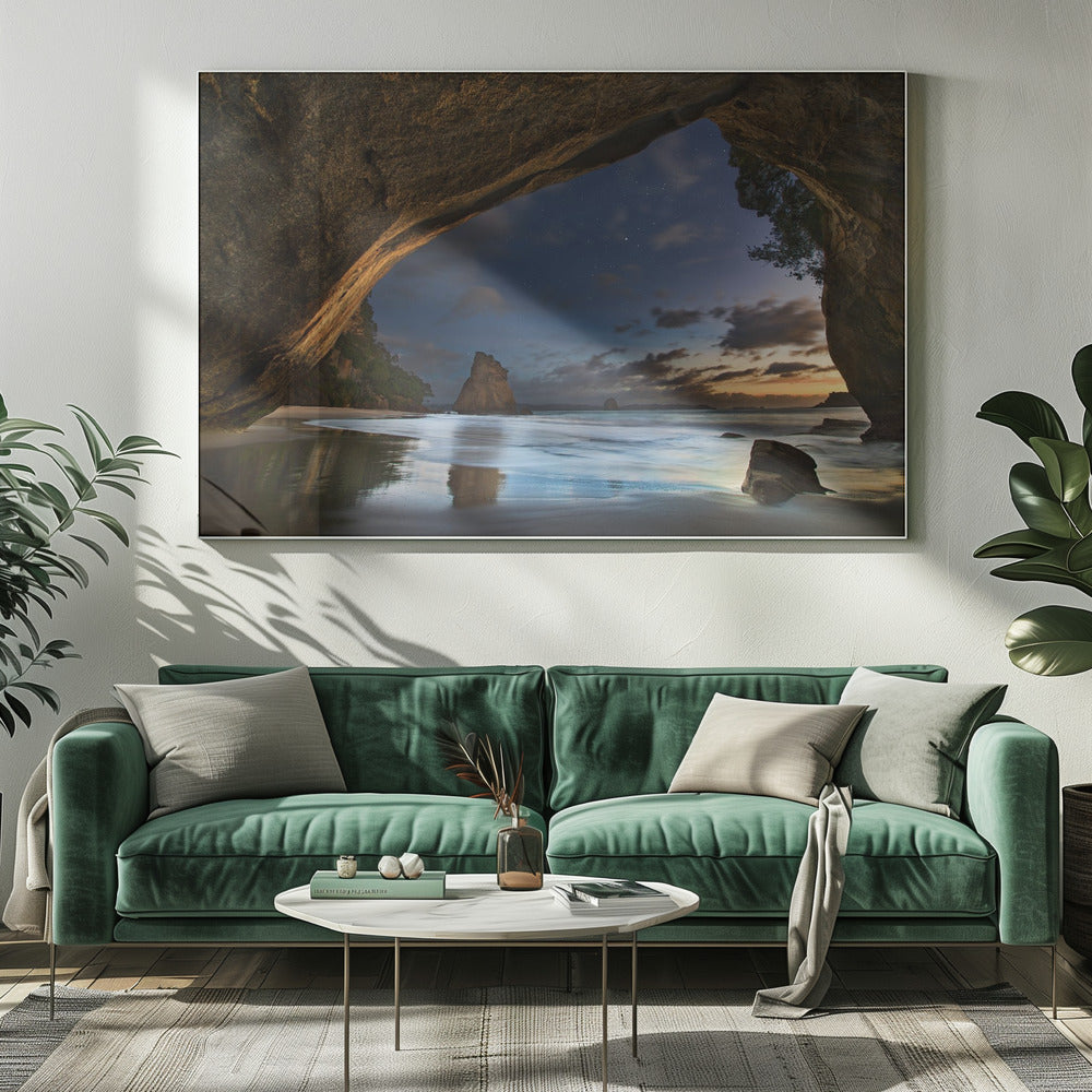 Artwork Cathedral Cove20X16inches- White Frame