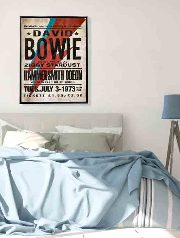 Music Poster David Bowie Hammersmith -Vintage Music Wall Decor