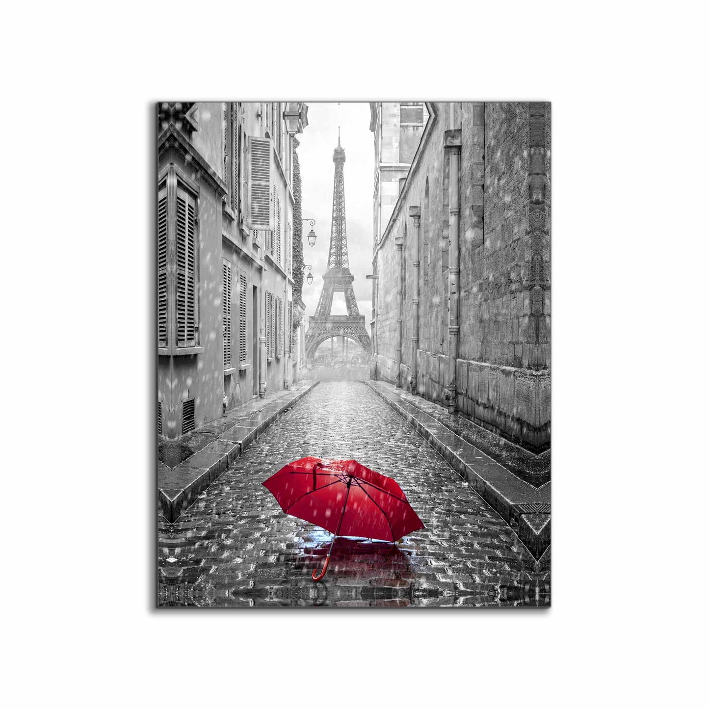 Canvas Wall Art-Red Umbrella Eiffel Tower-Printed Artwork