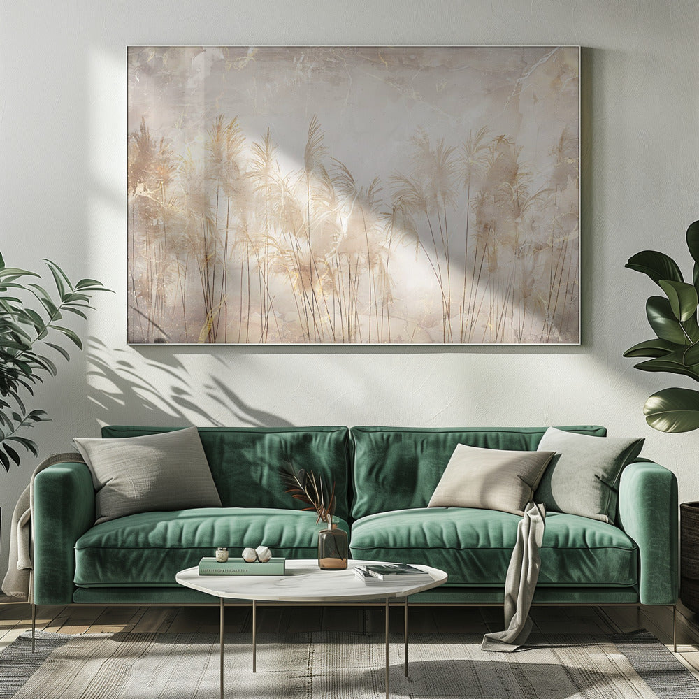 Artwork Jungle Leaves Art Illustration Wallart 4720X16inches- White Frame