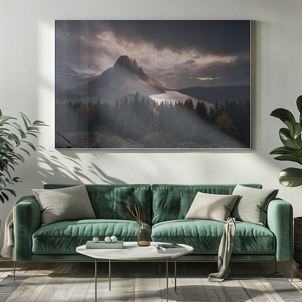 Wall art Assiniboine in Snow-20X16inches-In White Floating Frame