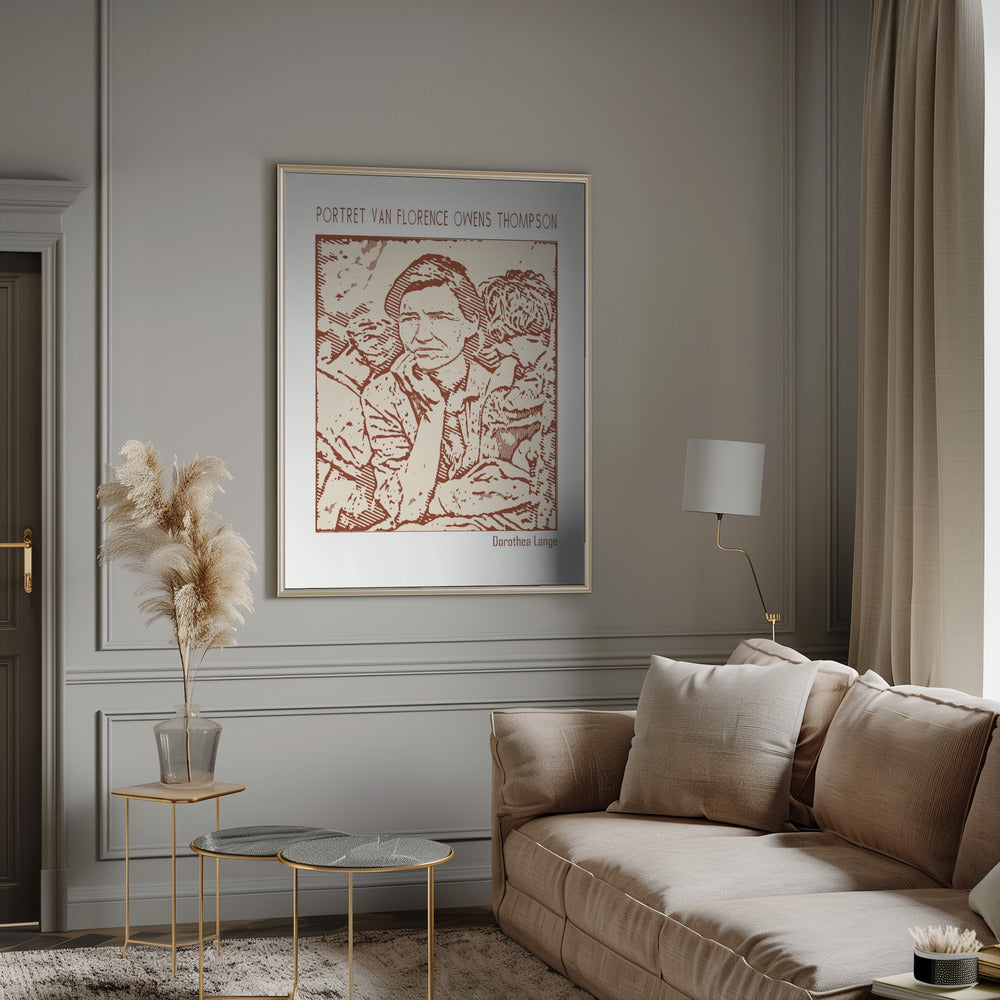 canvas prints Line Art Minimalist – Portret Van Florence Owens Thompson – Dorothea Langeinches-