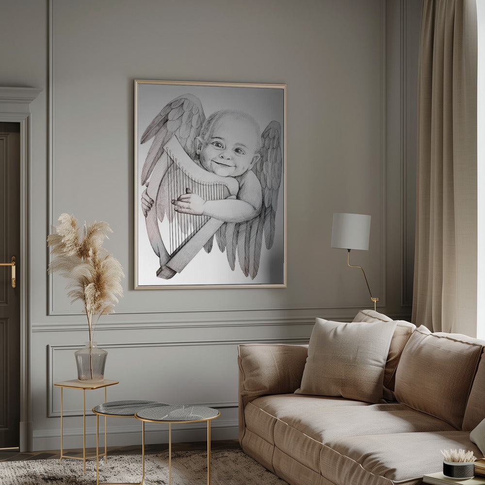 canvas prints Joyfully Playing A Harpinches-