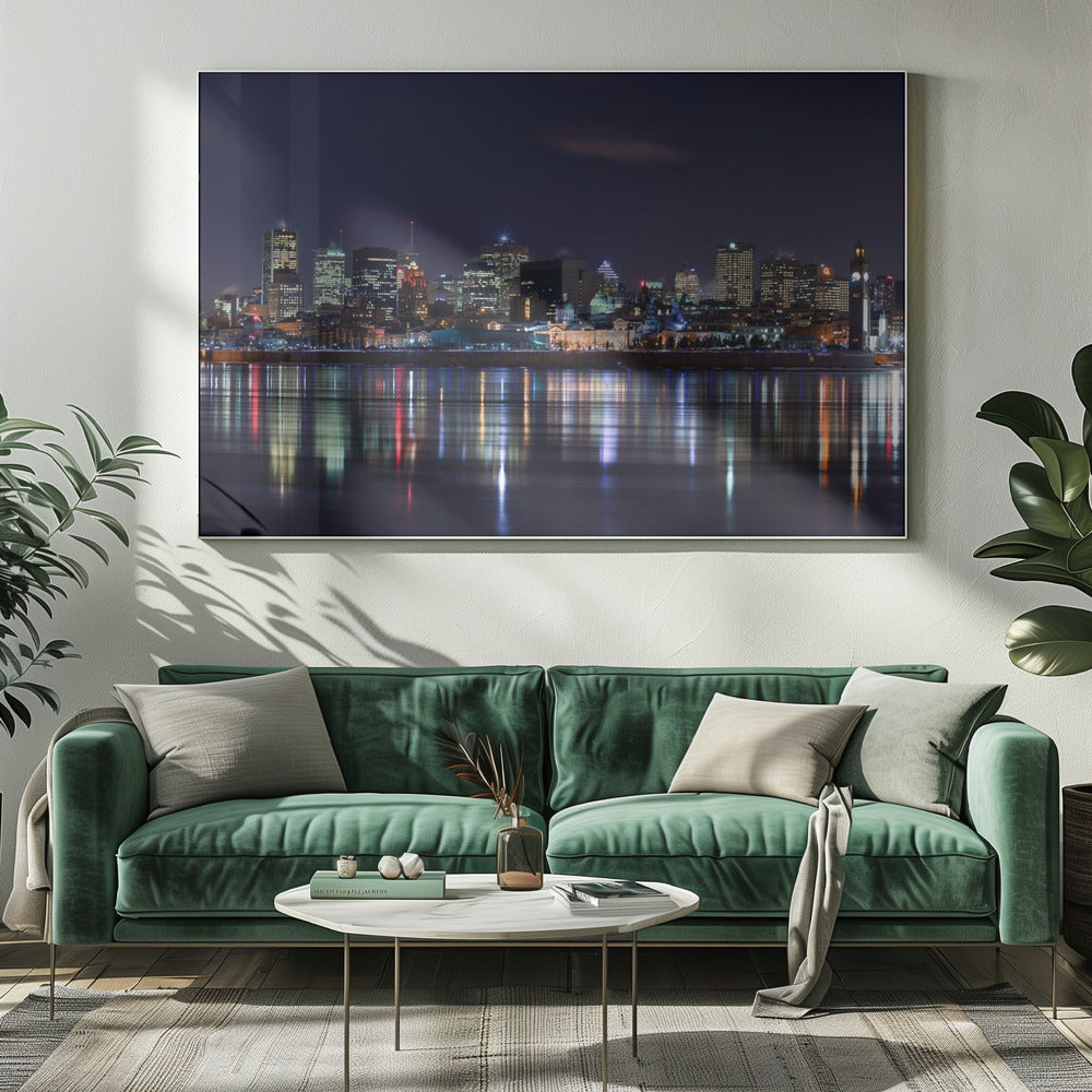 Artwork Montreal Night20X16inches- White Frame