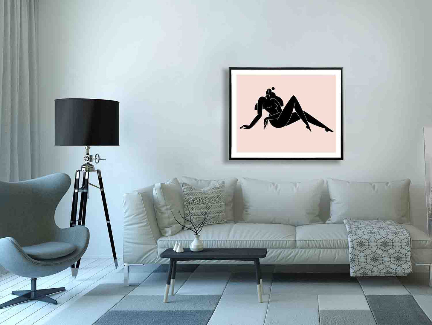 Female silhouette reclining -Canvas Print-Wall Art