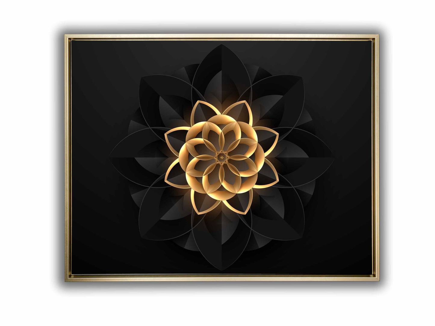 Abstract Flower in Black and Gold- Fine and Modern wall art - Gold varnish