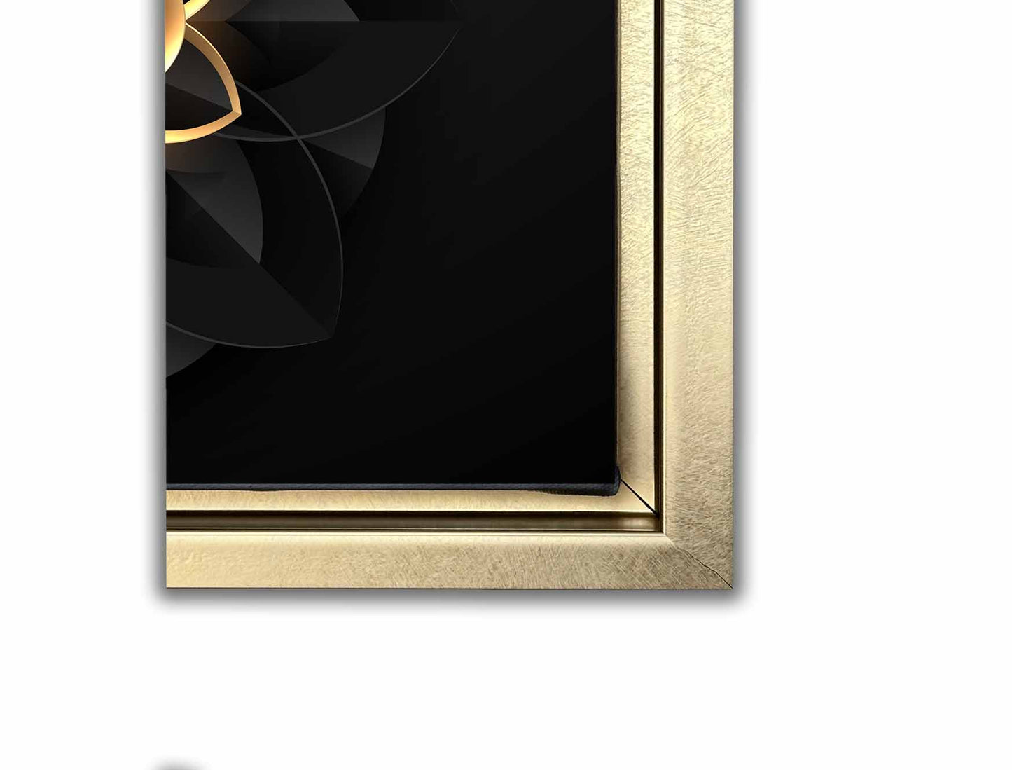 Abstract Flower in Black and Gold- Fine and Modern wall art - Gold varnish