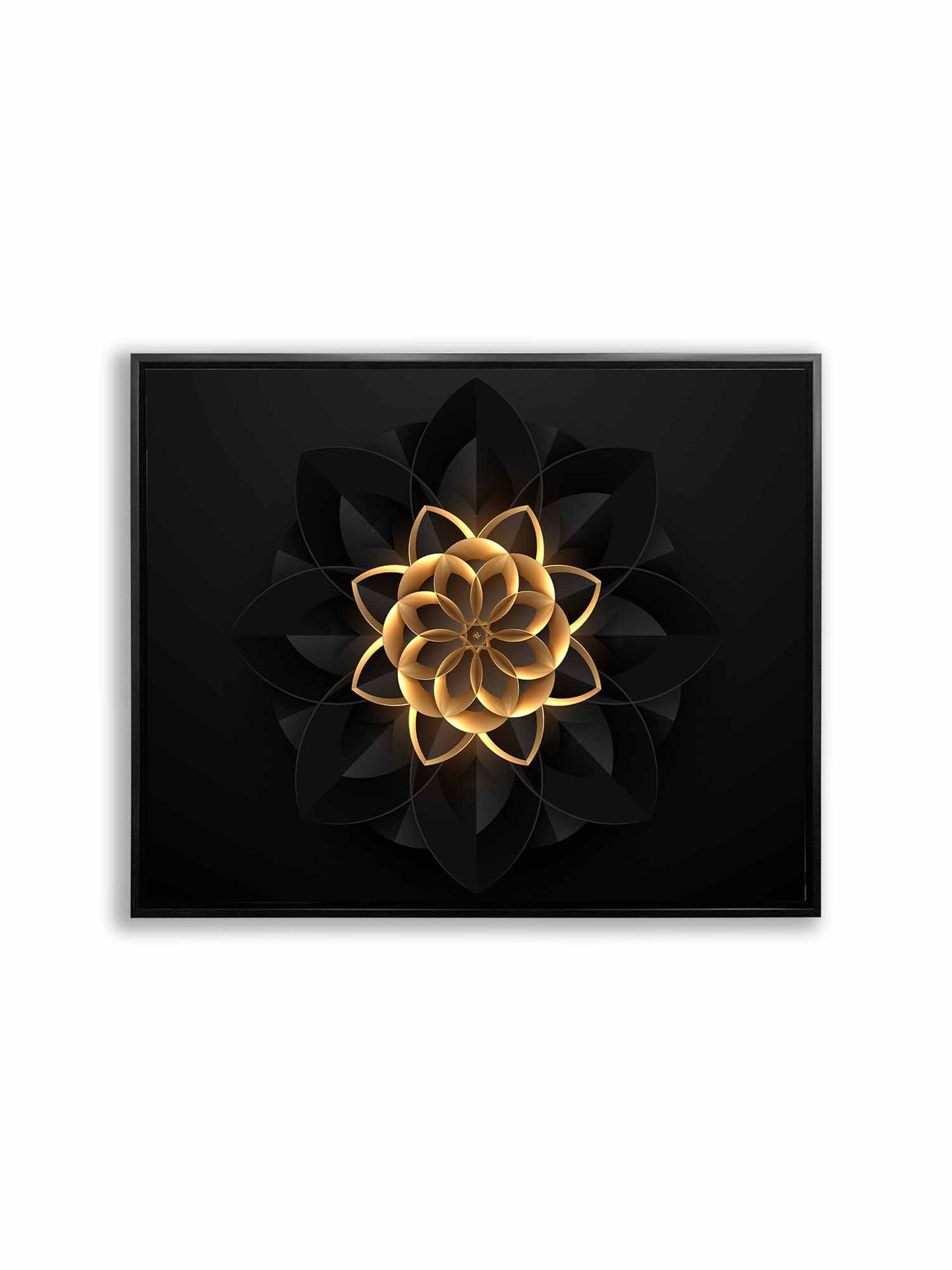 Abstract Flower in Black and Gold- Fine and Modern wall art - Gold varnish