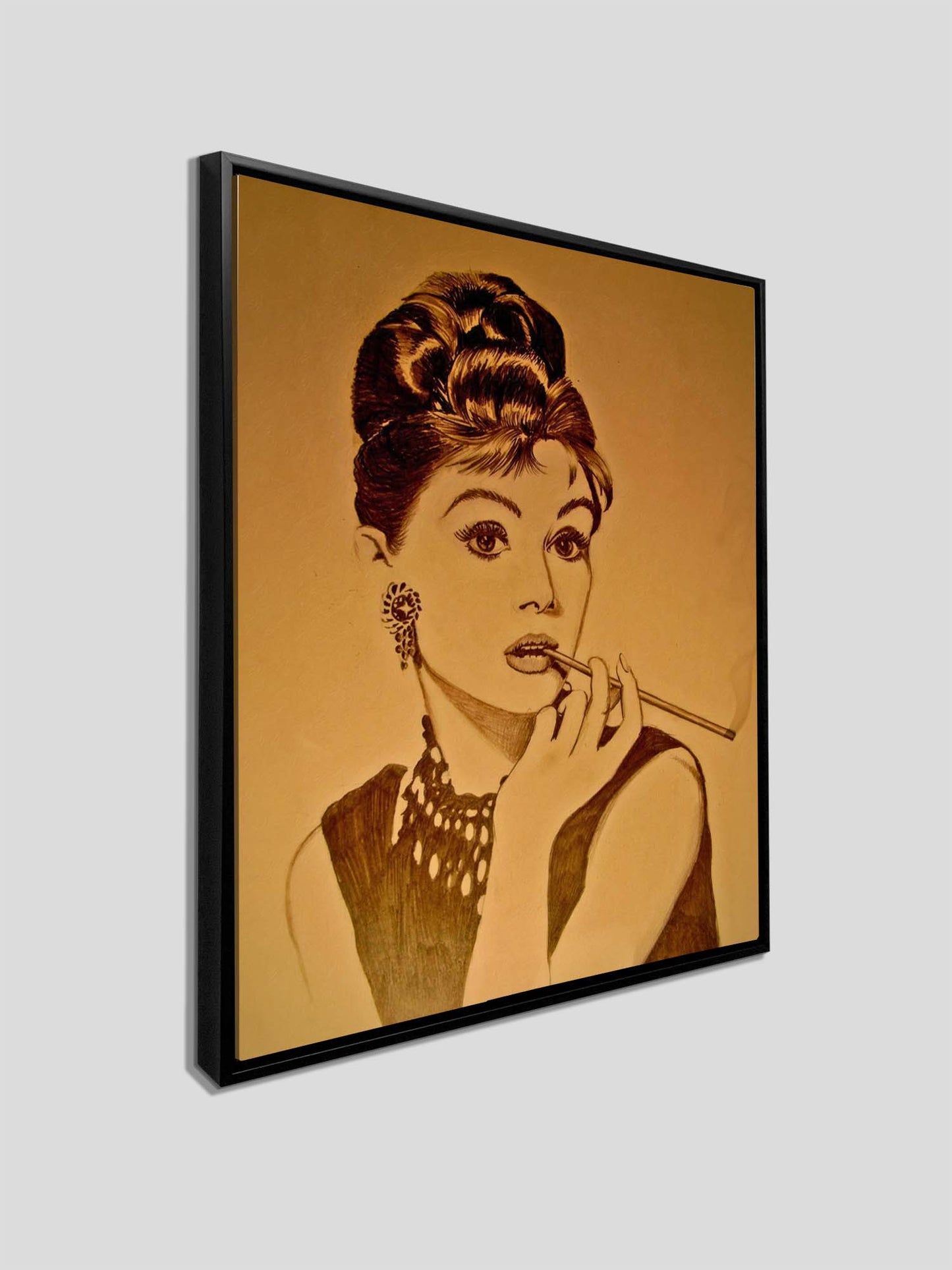 Audrey in Sepia-Wall art decor-Fine Art-Gold varnish