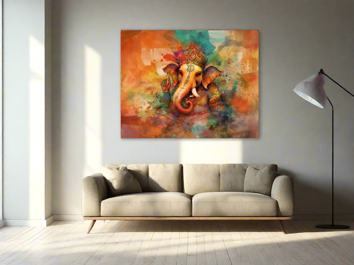 Ganesh Canvas Wall Art-Indian Art-Spiritual Wall Art