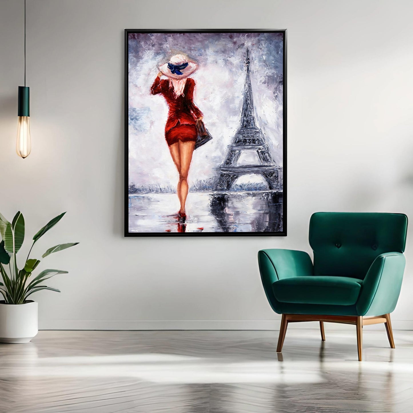 Girl Eiffel Tower-Fine Artwork-Wall Art-Abstract