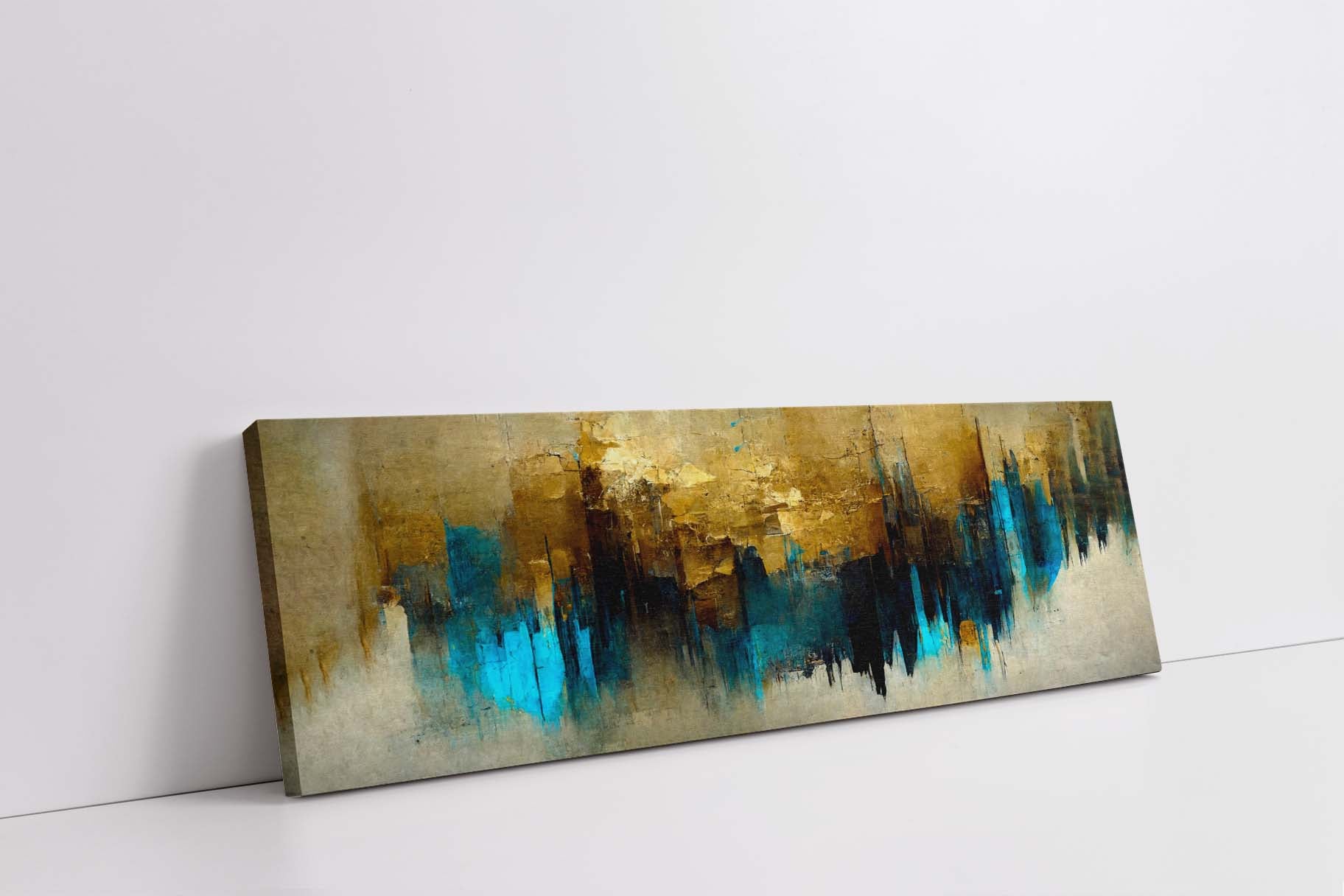 Gold and Blue Abstract Canvas Wall art Fine Art GTAART.CA