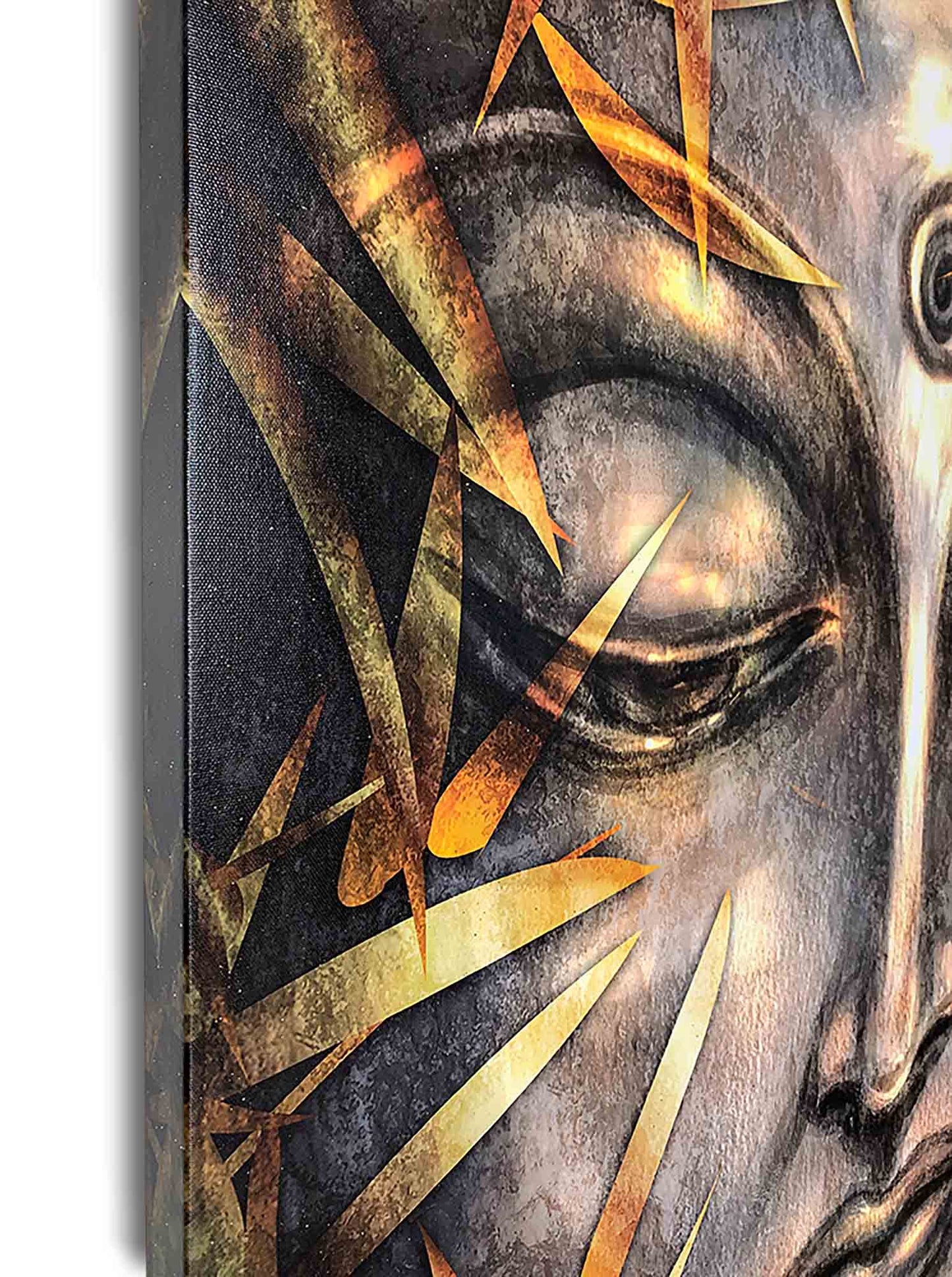 Canvas Pint Gold Buddha- Artwork-Gold varnish