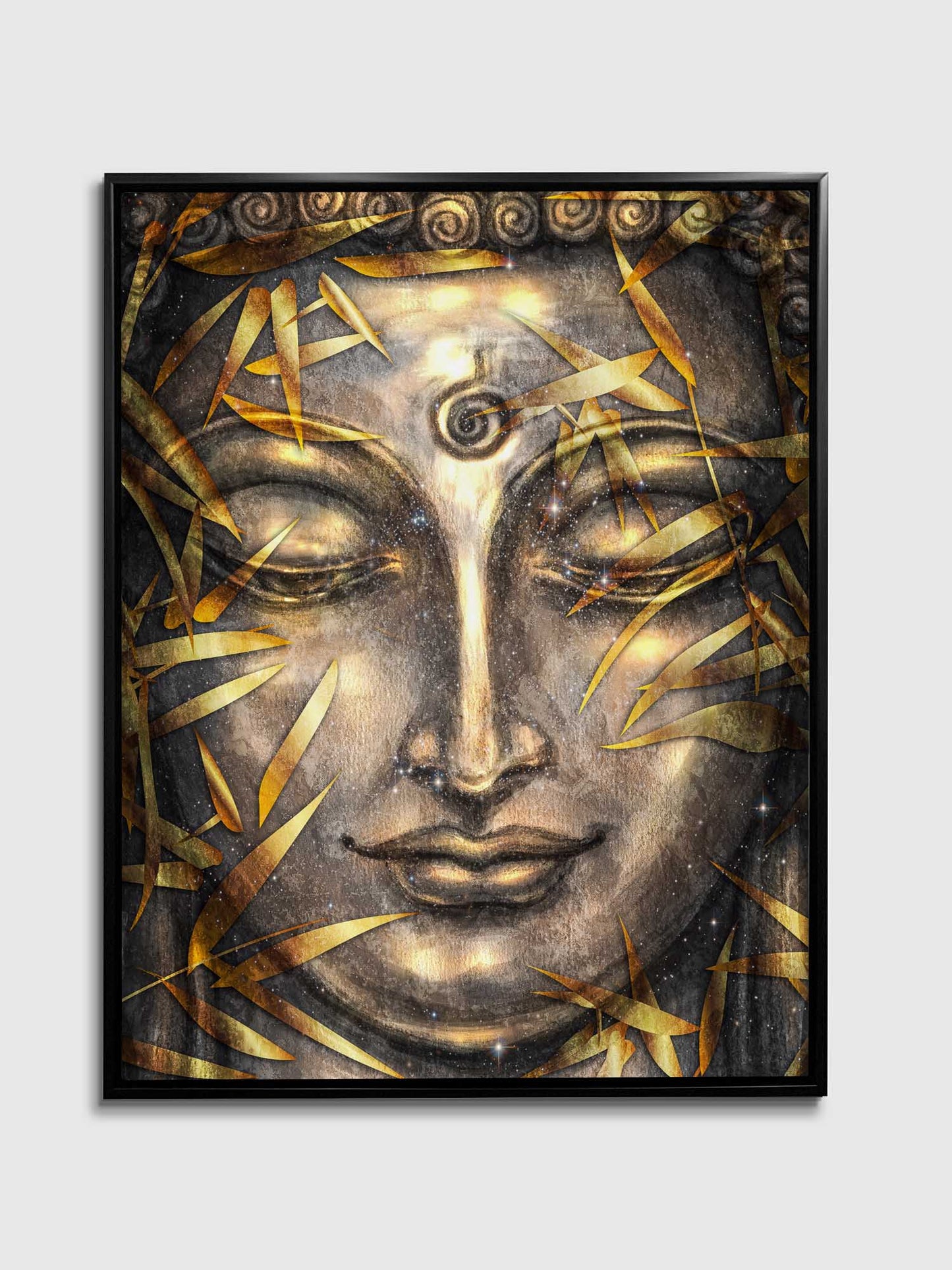 Canvas Pint Gold Buddha- Artwork-Gold varnish