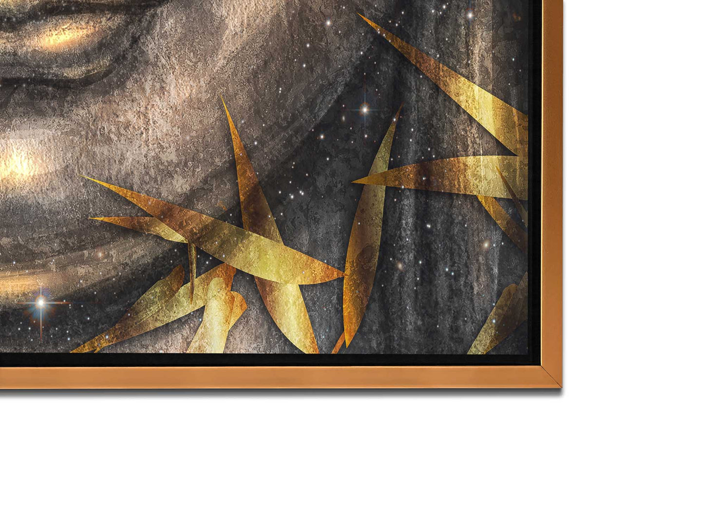 Canvas Pint Gold Buddha- Artwork-Gold varnish