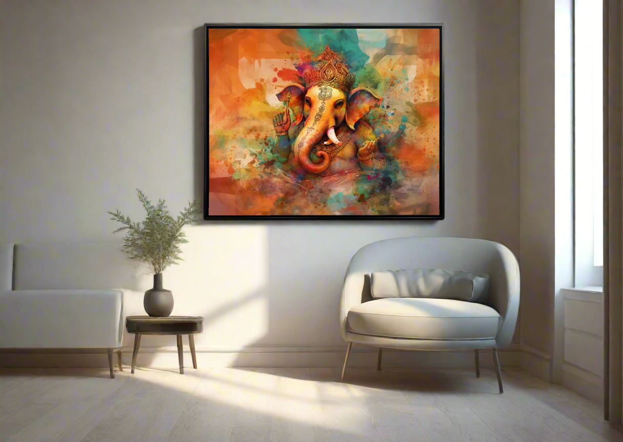 Ganesh Canvas Wall Art-Indian Art-Spiritual Wall Art