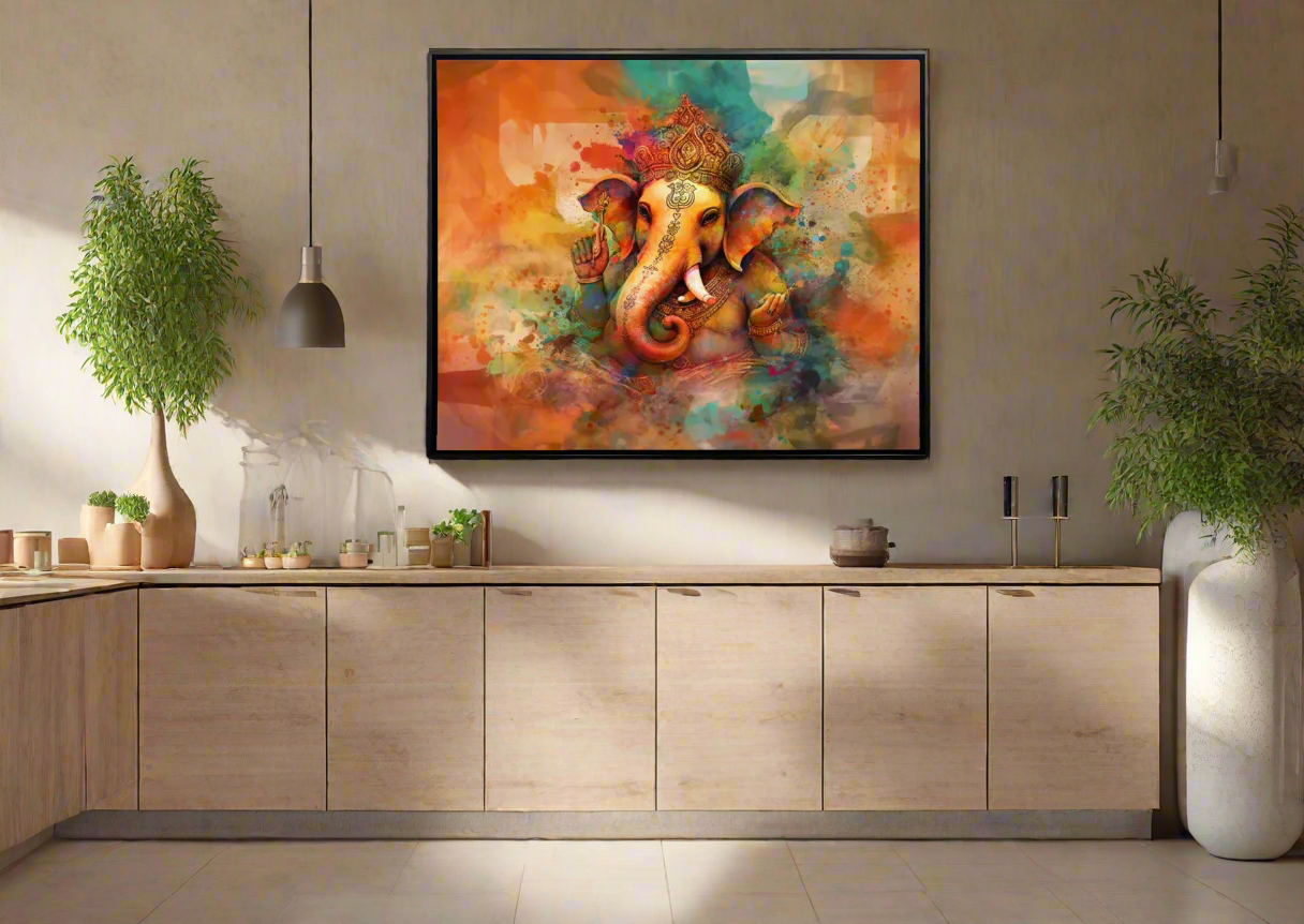 Ganesh Canvas Wall Art-Indian Art-Spiritual Wall Art
