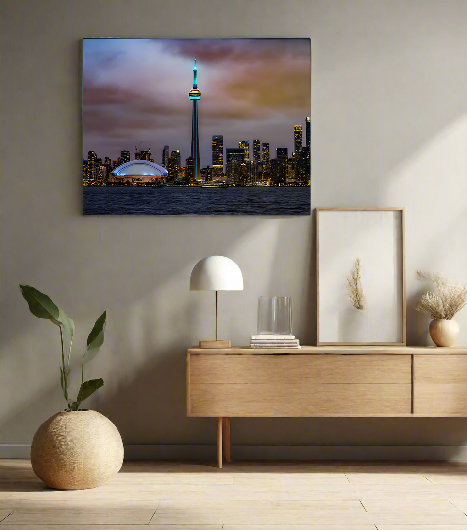 The CN Tower, Roger Center and Lake Ontario at sunset-Cities Skyline-Wall decor
