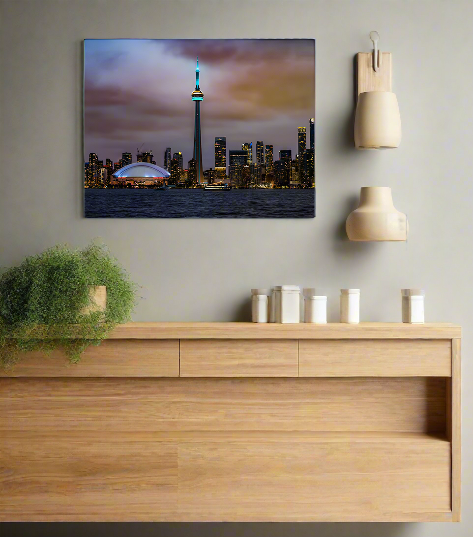 The CN Tower, Roger Center and Lake Ontario at sunset-Cities Skyline-Wall decor
