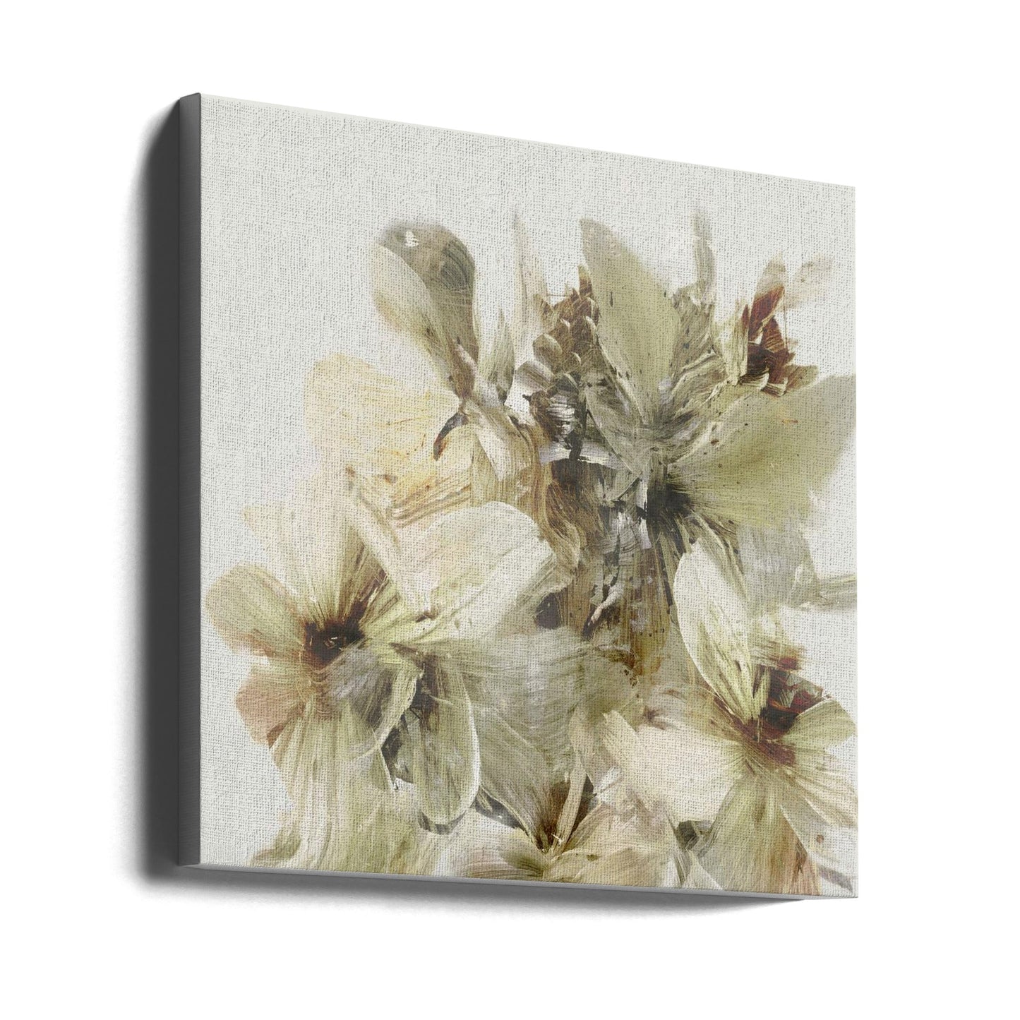 Hill Flowers Wall Artwork In White Floating Frame