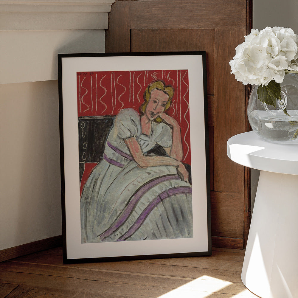 Artwork Jeune Femme Assise En Robe Grise 24X36-inches
