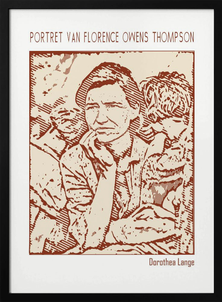 canvas prints Line Art Minimalist – Portret Van Florence Owens Thompson – Dorothea Lange24X36inches- White Frame
