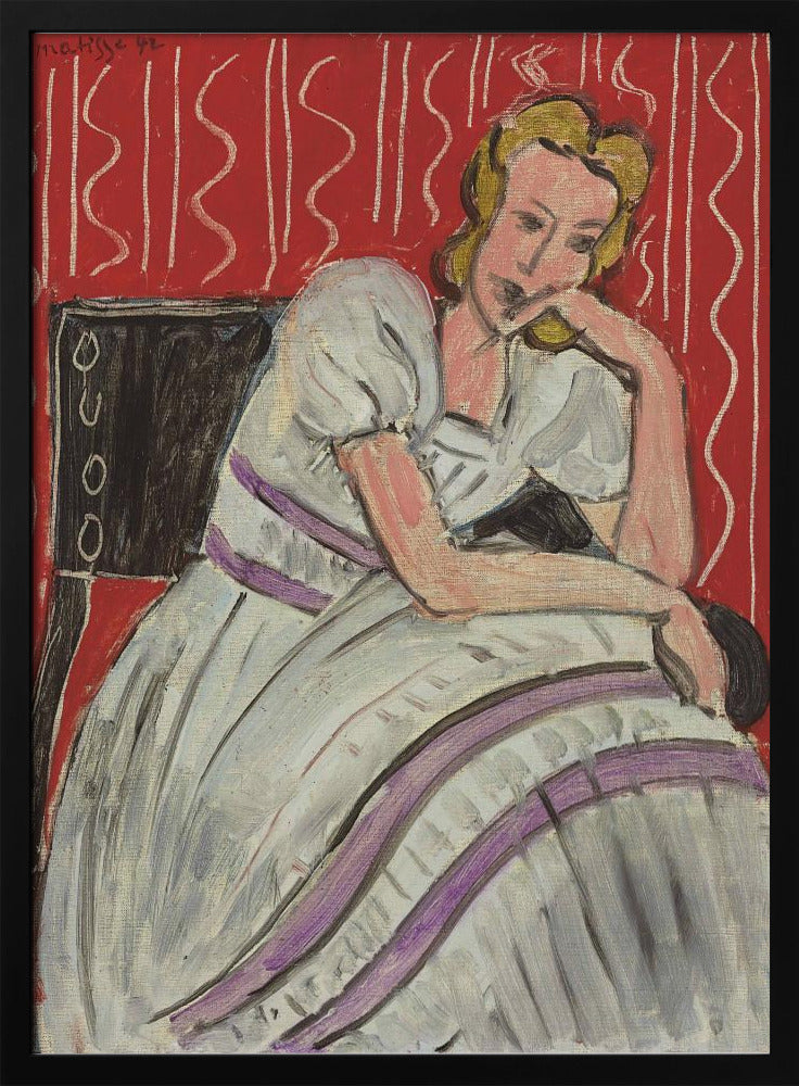 Artwork Jeune Femme Assise En Robe Grise 36X48-inches