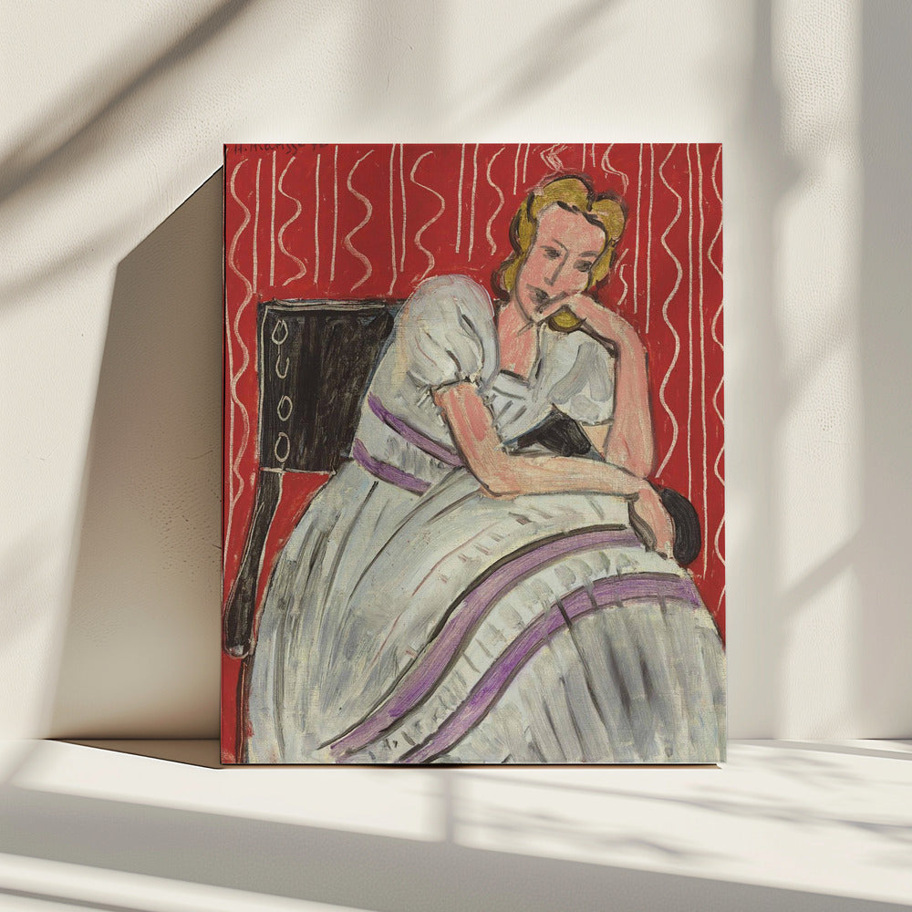 Artwork Jeune Femme Assise En Robe Grise 24X36-inches