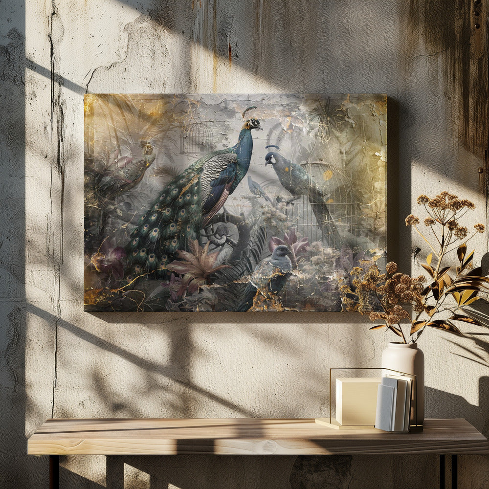 Bird Birds Animal Vintage Art Illustration Wallart 18 Wall Artwork In White Floating Frame