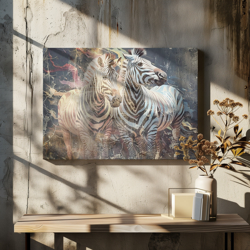 Zebra Animal Vintage Art Illustration Wallart 03 Wall Artwork In White Floating Frame