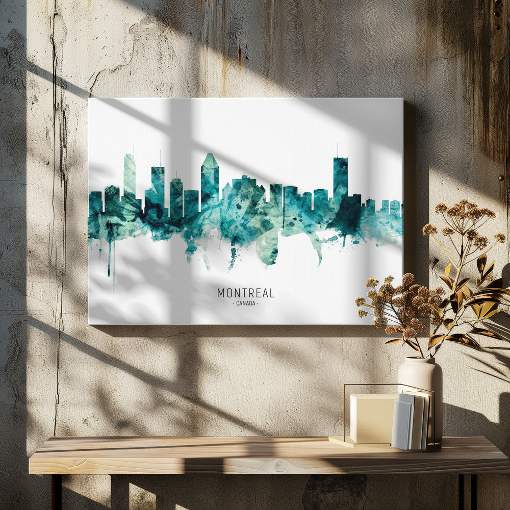 Wall art Montreal Canada Skyline-48X36inches-In Black Floating Frame