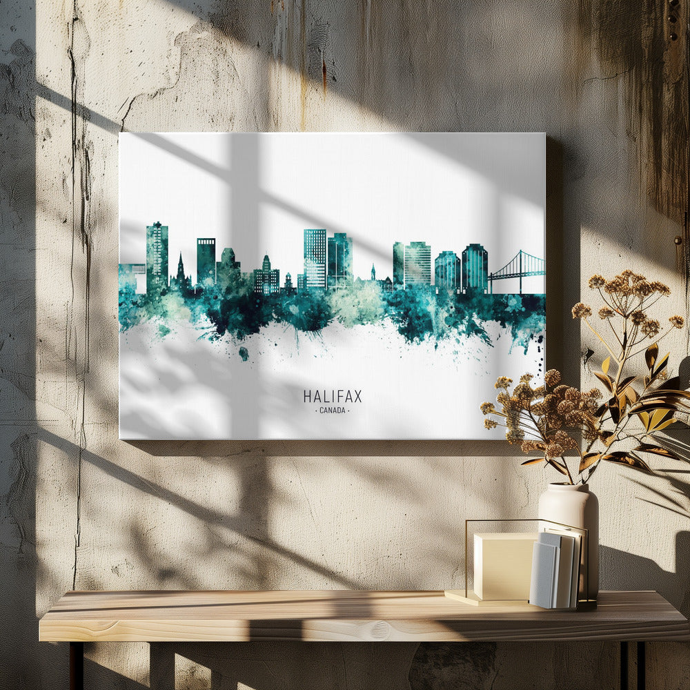 Wall art Halifax Canada Skyline-48X36inches-In Black Floating Frame
