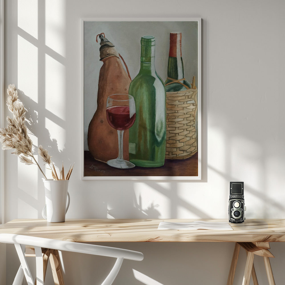 In the Winery Wall Artwork In White Floating Frame