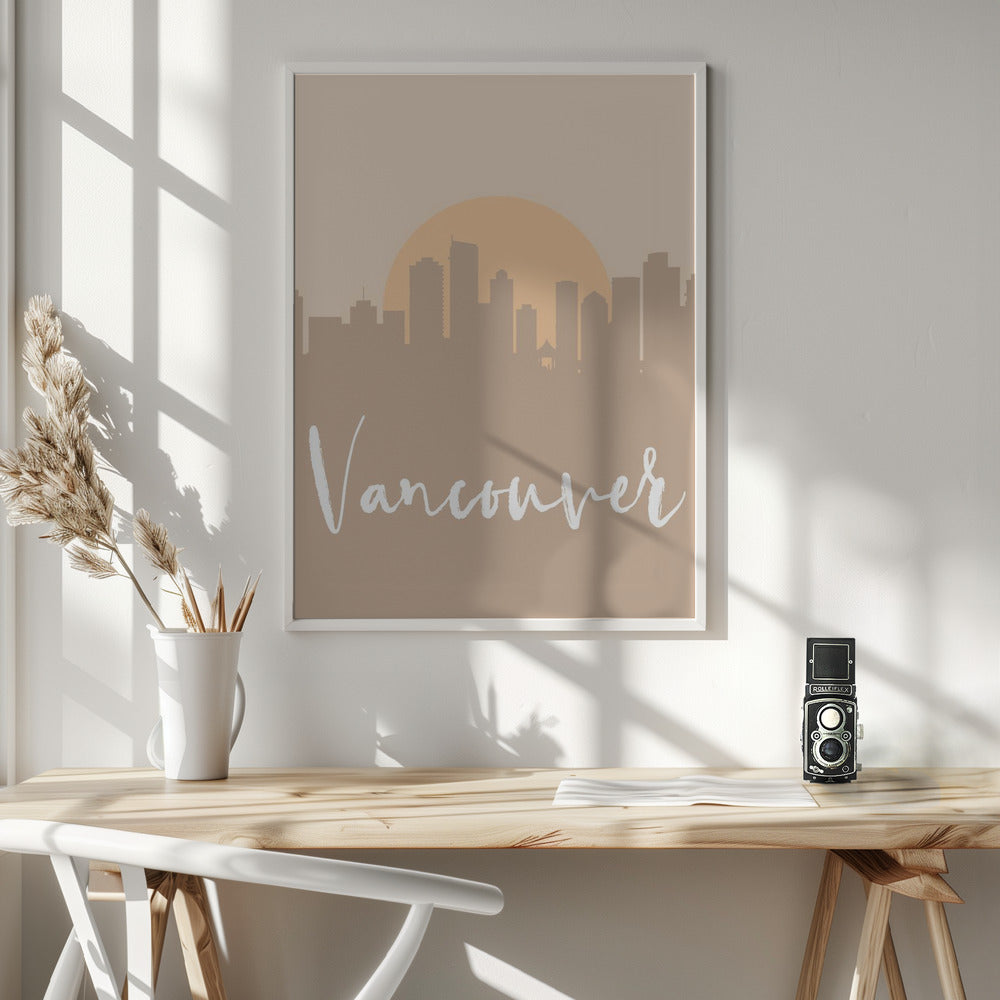 Wall art Skyline Earth Tone 2 95-36X48inches-In White Floating Frame