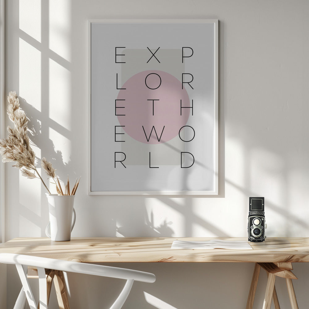 Wall art Explore the world - pink