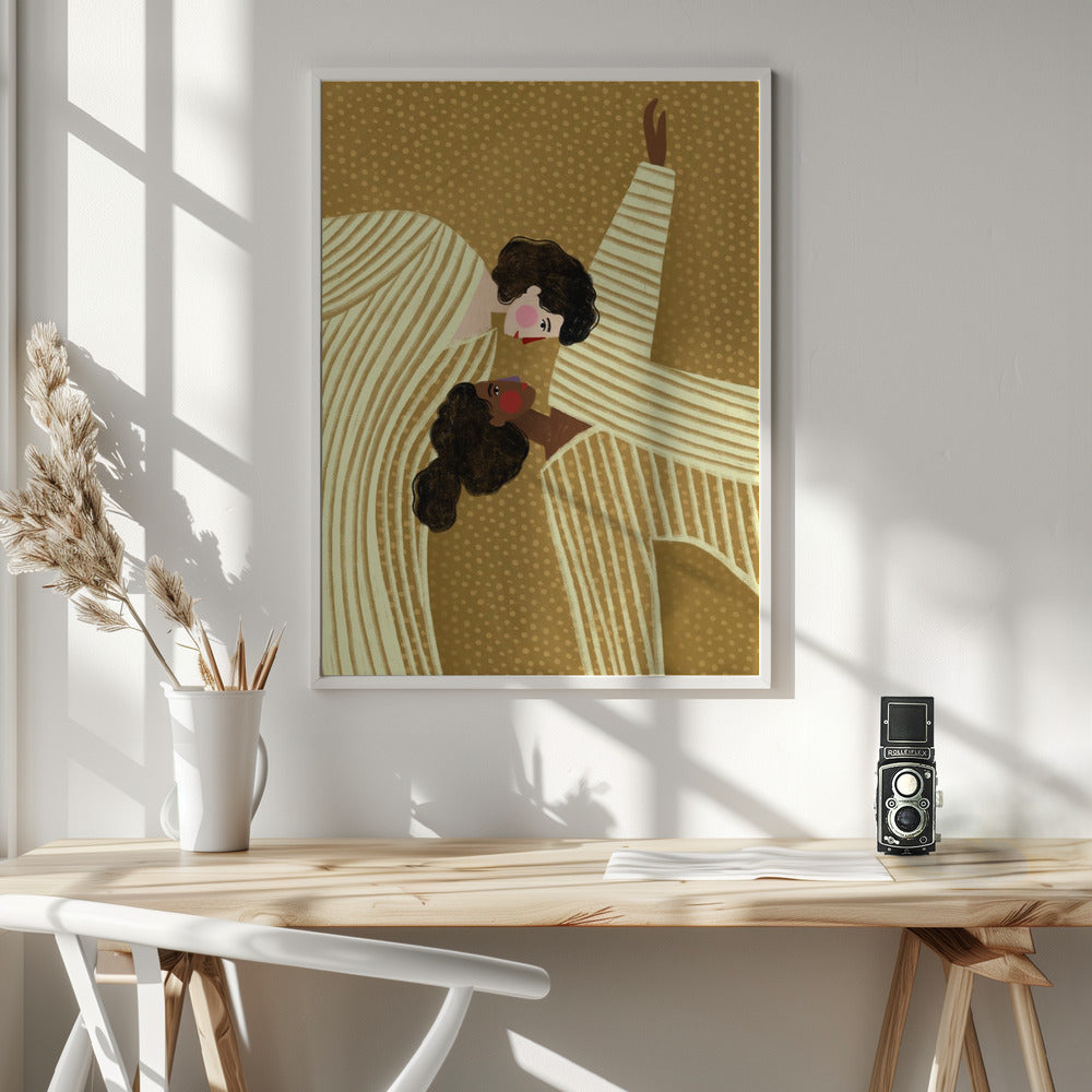 Two Line Women Wall Artwork In White Floating Frame