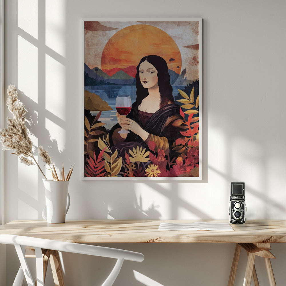 canvas prints Mona Lisa Chill Out Watercolor Digital Painting36X48inches- White Frame