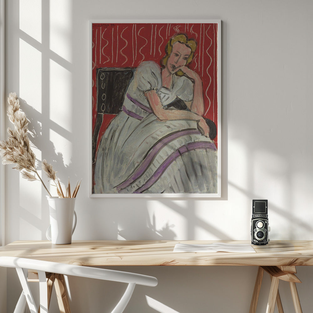 Artwork Jeune Femme Assise En Robe Grise 24X36-inches