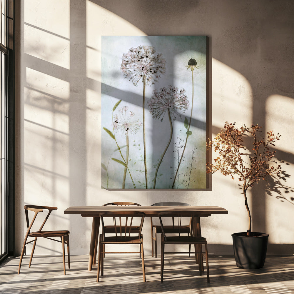Allium Wall Artwork In White Floating Frame