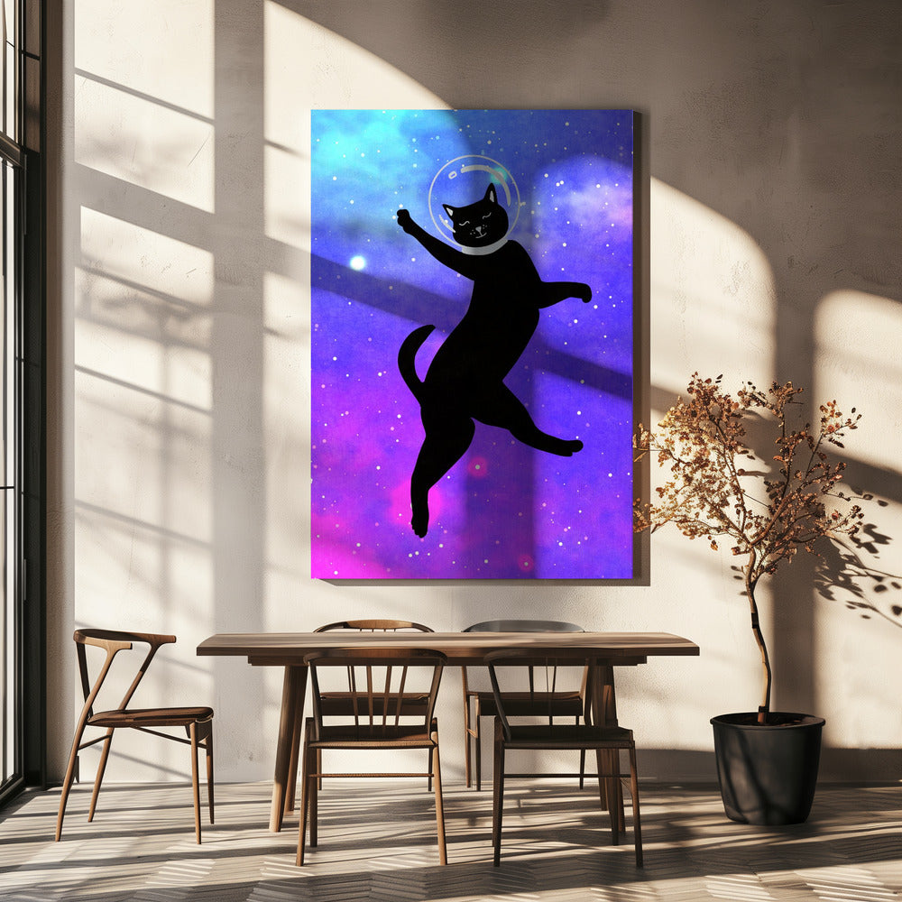 canvas prints Happy Space Cat36X48inches- Black Frame