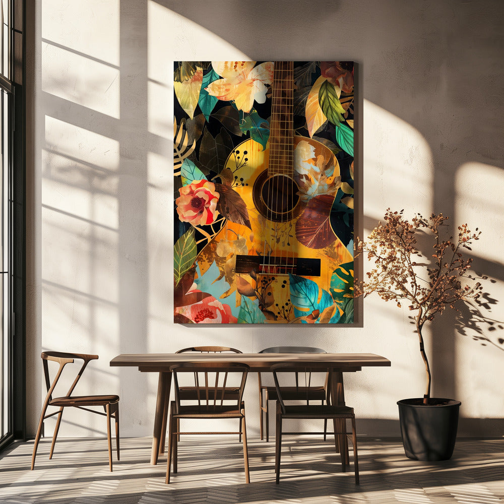 Music Guitar Collage (2) Wall Artwork In Black Floating Frame