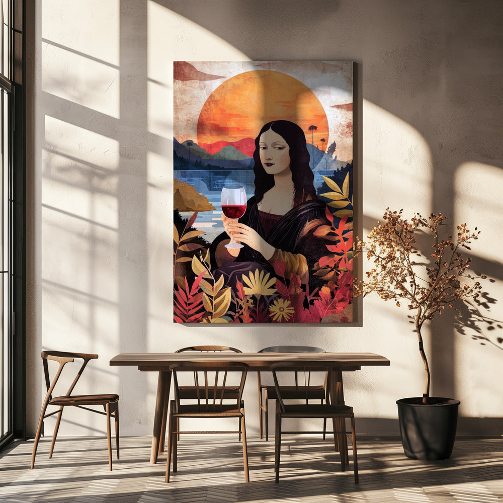 canvas prints Mona Lisa Chill Out Watercolor Digital Painting36X48inches- Black Frame