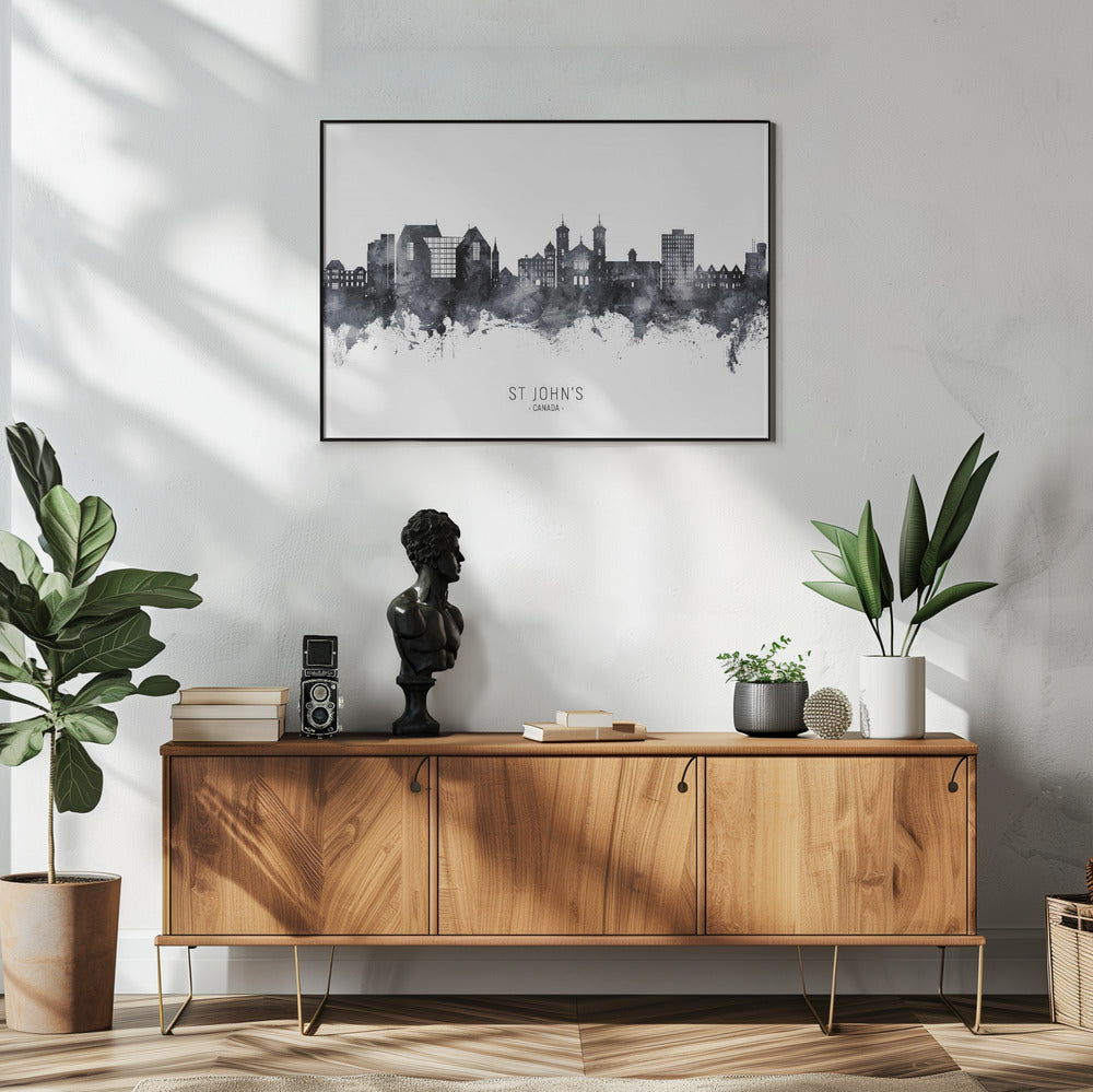 Wall art St John's Canada Skyline-48X36inches-In White Floating Frame