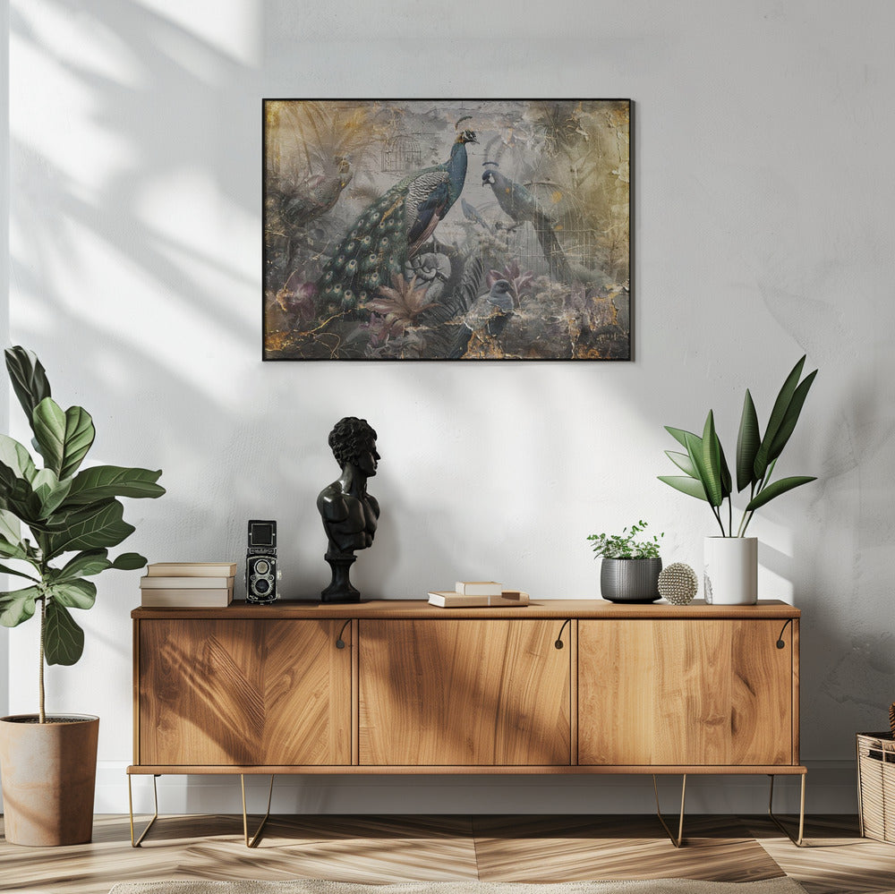 Bird Birds Animal Vintage Art Illustration Wallart 18 Wall Artwork In White Floating Frame