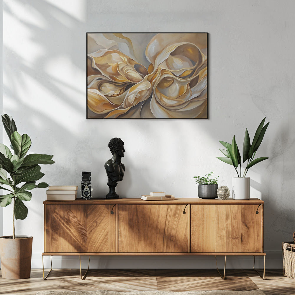 Artwork Ethereal Desert Waves48X36inches- White Frame