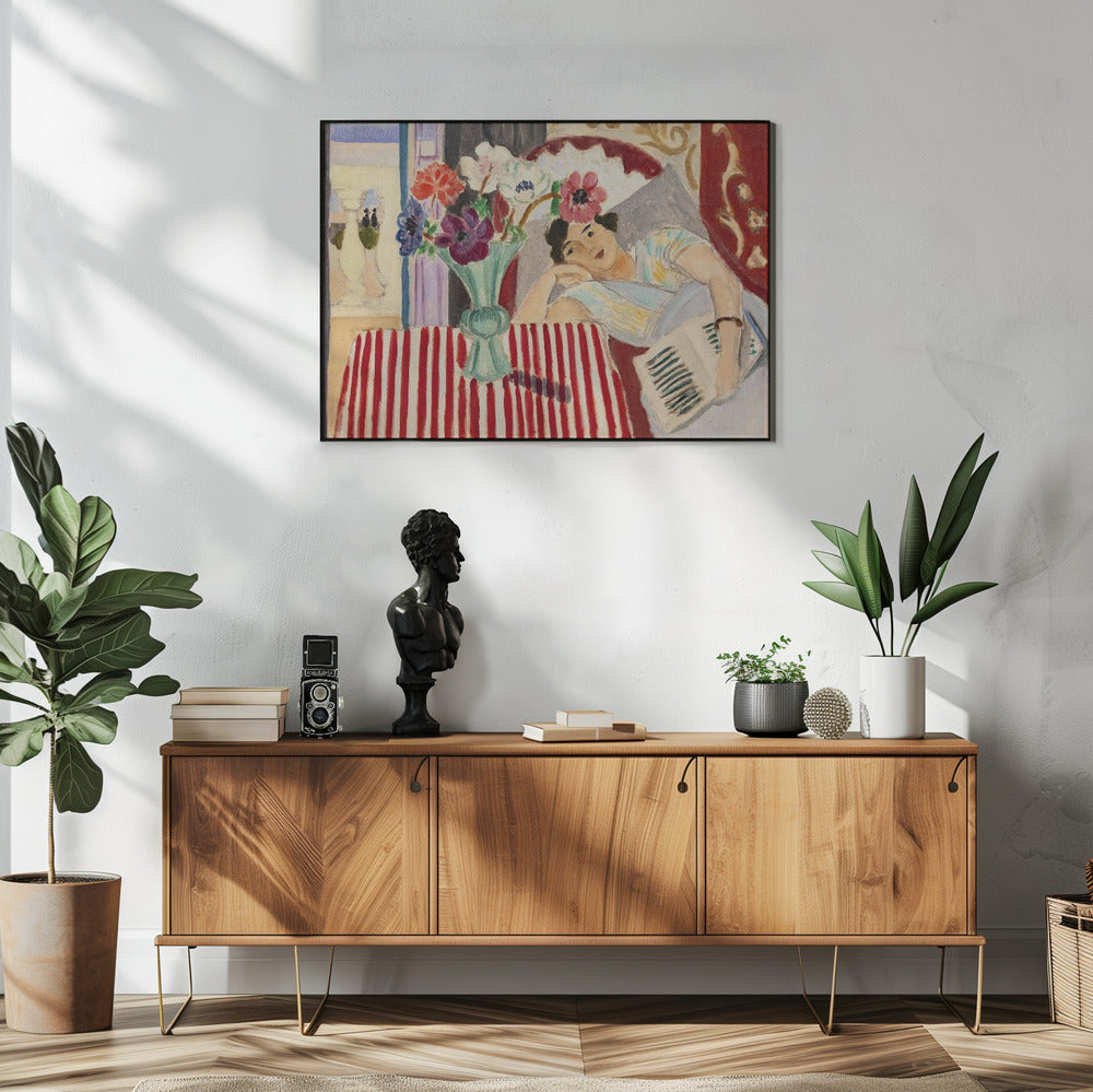 Artwork Femme Et Anémones 48X36-inches