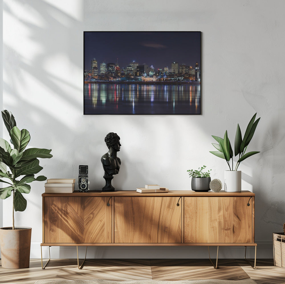 Artwork Montreal Night48X36inches- White Frame