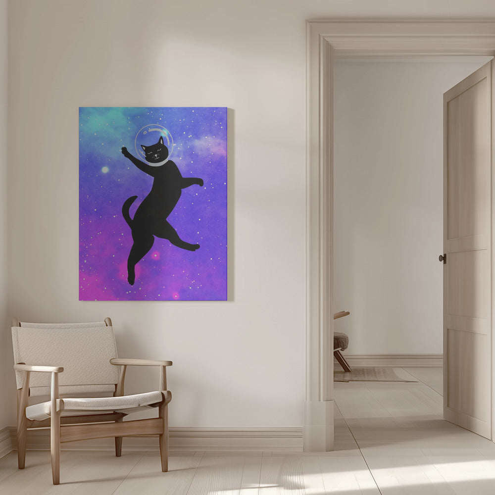 canvas prints Happy Space Cat16X20inches- White Frame