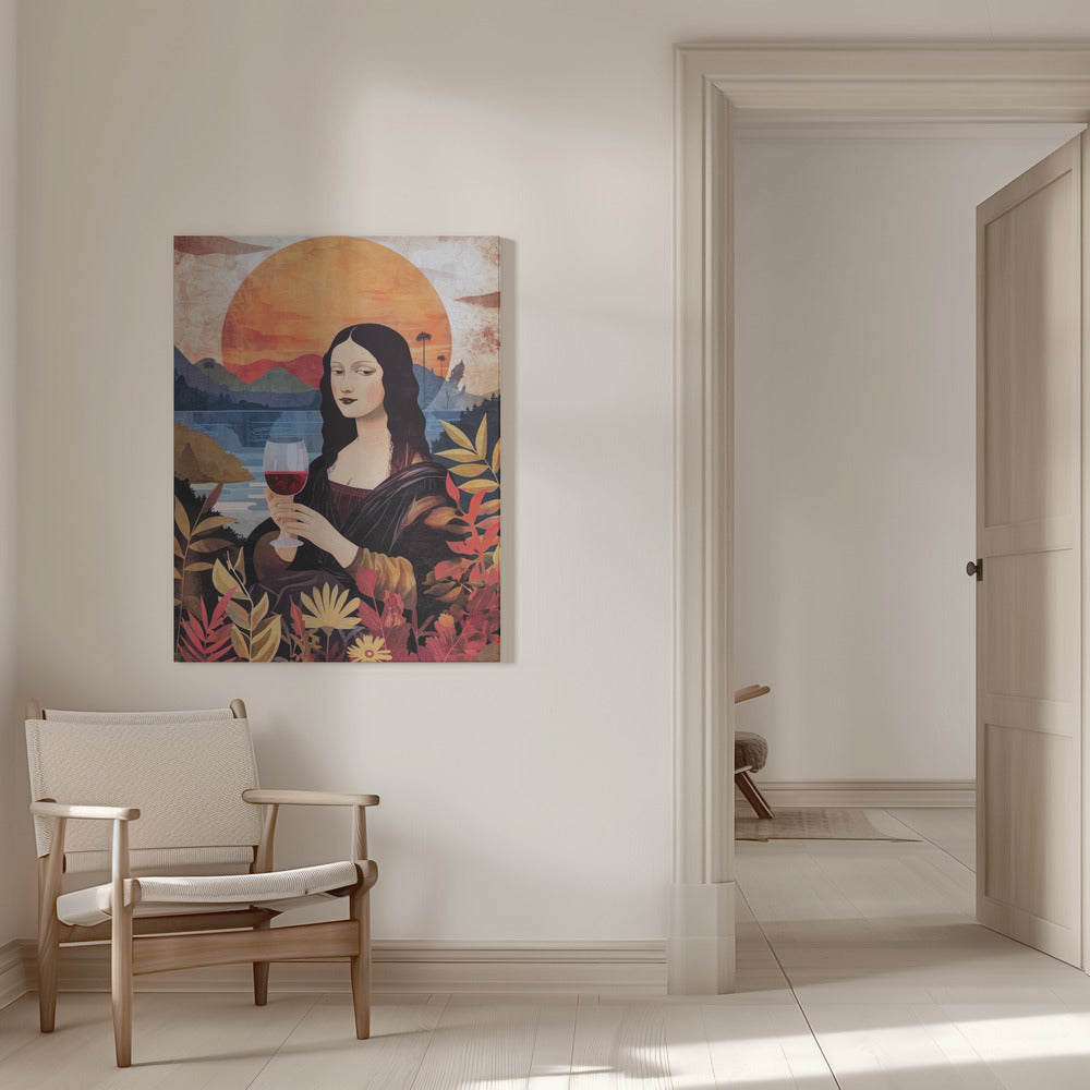 canvas prints Mona Lisa Chill Out Watercolor Digital Painting16X20inches- White Frame