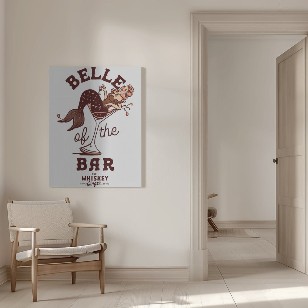 canvas prints Belle Of The Bar Mermaid Pin Up Art16X20inches- White Frame